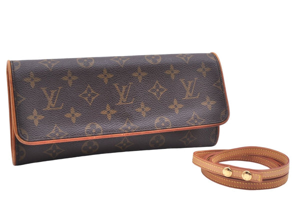 Authentic Louis Vuitton Monogram Pochette Twin GM Shoulder Bag M51852 LV 3868E