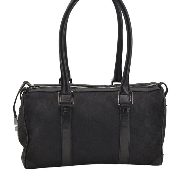 Authentic GUCCI Shoulder Hand Bag Purse GG Canvas Leather 30458 Black 3868I