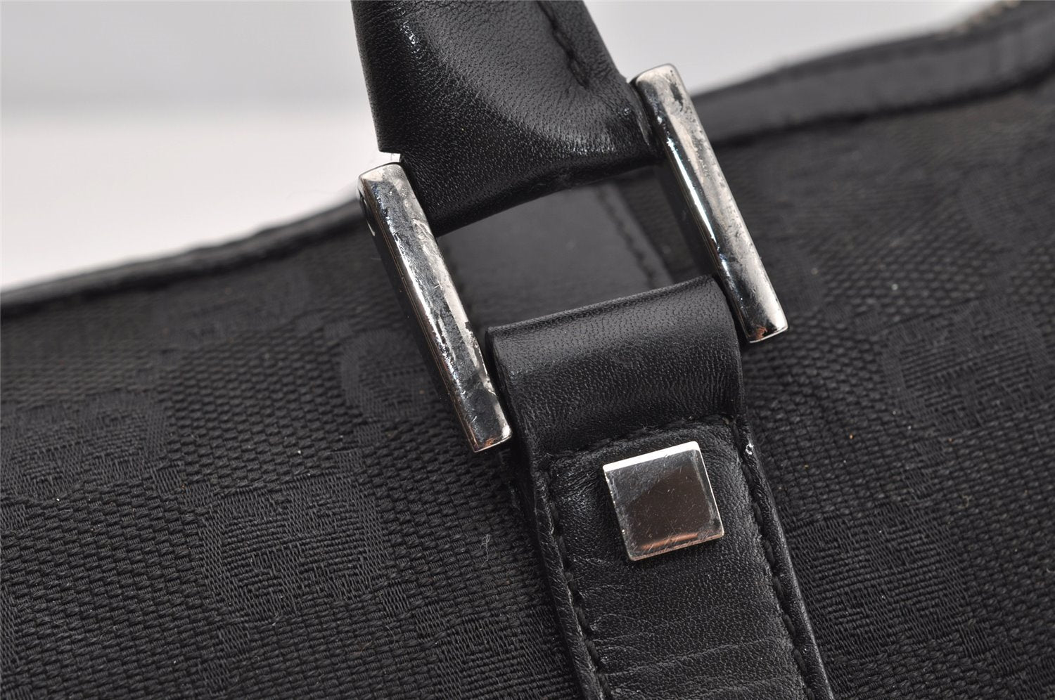 Authentic GUCCI Shoulder Hand Bag Purse GG Canvas Leather 30458 Black 3868I