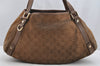 Authentic GUCCI Abbey Shoulder Tote Bag GG Suede Leather 130736 Brown 3871I