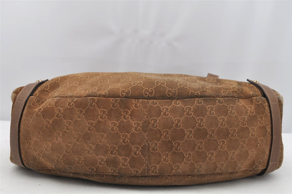 Authentic GUCCI Abbey Shoulder Tote Bag GG Suede Leather 130736 Brown 3871I