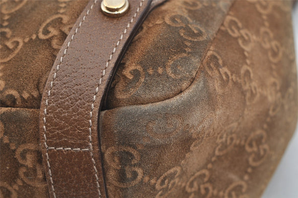 Authentic GUCCI Abbey Shoulder Tote Bag GG Suede Leather 130736 Brown 3871I