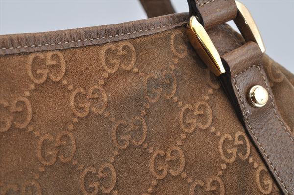 Authentic GUCCI Abbey Shoulder Tote Bag GG Suede Leather 130736 Brown 3871I