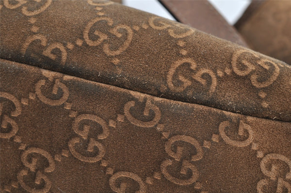 Authentic GUCCI Abbey Shoulder Tote Bag GG Suede Leather 130736 Brown 3871I