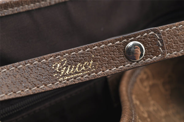 Authentic GUCCI Abbey Shoulder Tote Bag GG Suede Leather 130736 Brown 3871I