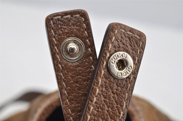 Authentic GUCCI Abbey Shoulder Tote Bag GG Suede Leather 130736 Brown 3871I