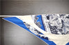 Authentic HERMES Carre POINTU Triangle Scarf "Regarde" Silk White Blue 3872E