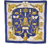 Authentic HERMES Carre 90 Scarf "ETRIERS" Silk Blue 3873I