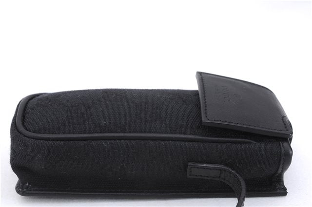 Authentic GUCCI Vintage Hand Pouch Purse GG Canvas Leather Black 3876E