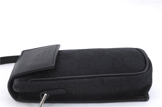 Authentic GUCCI Vintage Hand Pouch Purse GG Canvas Leather Black 3876E