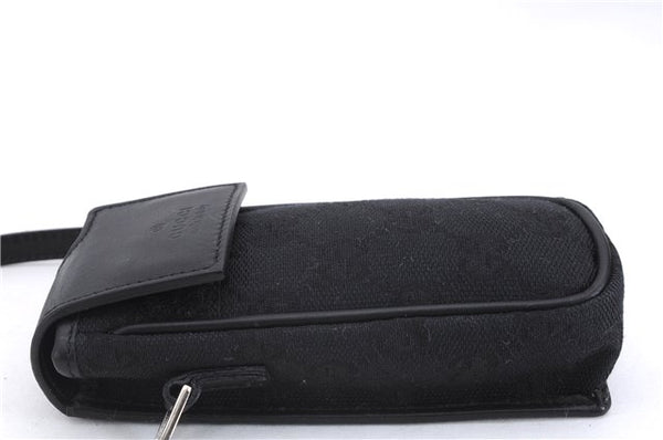 Authentic GUCCI Vintage Hand Pouch Purse GG Canvas Leather Black 3876E