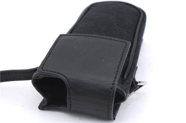 Authentic GUCCI Vintage Hand Pouch Purse GG Canvas Leather Black 3876E
