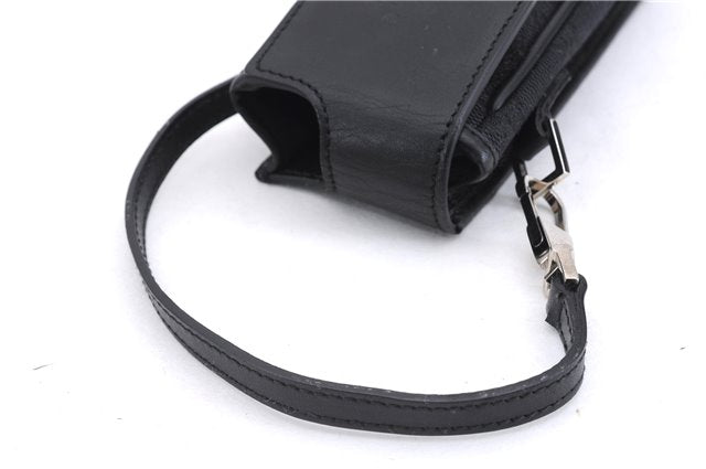 Authentic GUCCI Vintage Hand Pouch Purse GG Canvas Leather Black 3876E