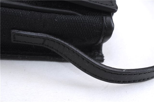 Authentic GUCCI Vintage Hand Pouch Purse GG Canvas Leather Black 3876E