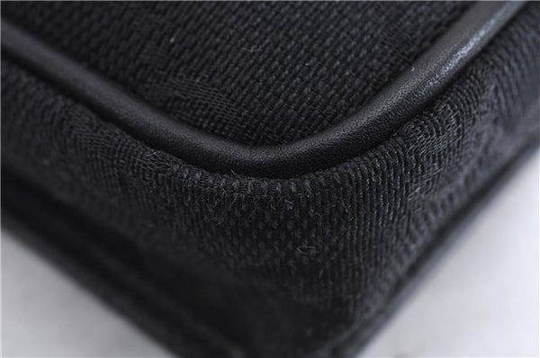 Authentic GUCCI Vintage Hand Pouch Purse GG Canvas Leather Black 3876E