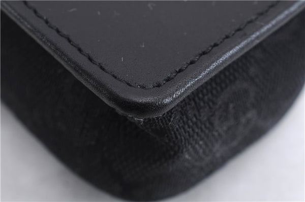 Authentic GUCCI Vintage Hand Pouch Purse GG Canvas Leather Black 3876E