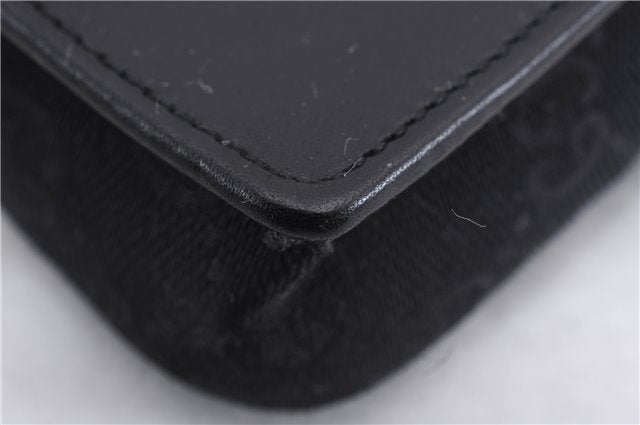 Authentic GUCCI Vintage Hand Pouch Purse GG Canvas Leather Black 3876E