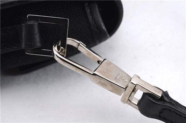 Authentic GUCCI Vintage Hand Pouch Purse GG Canvas Leather Black 3876E