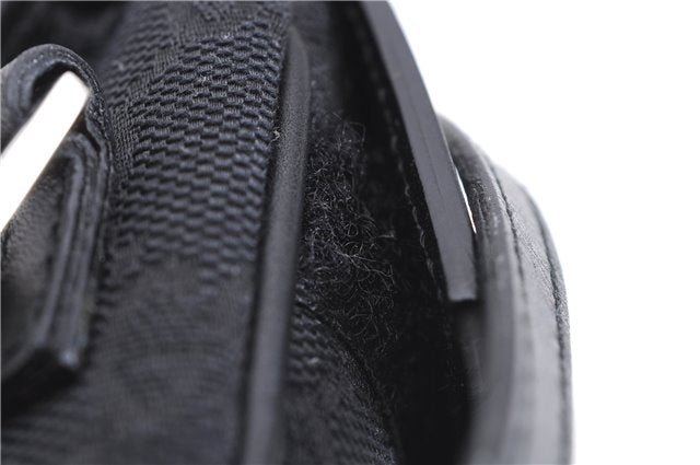 Authentic GUCCI Vintage Hand Pouch Purse GG Canvas Leather Black 3876E