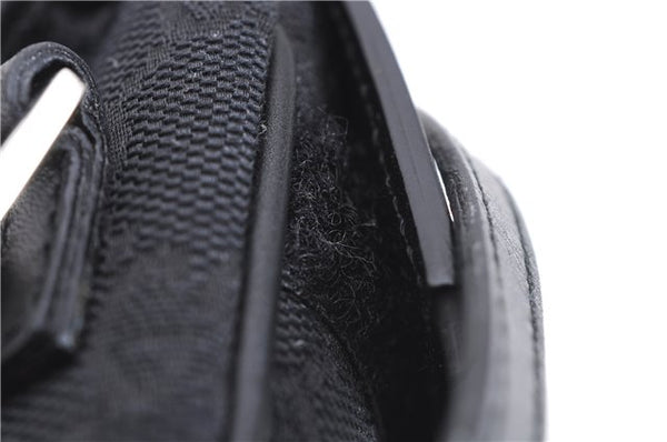 Authentic GUCCI Vintage Hand Pouch Purse GG Canvas Leather Black 3876E