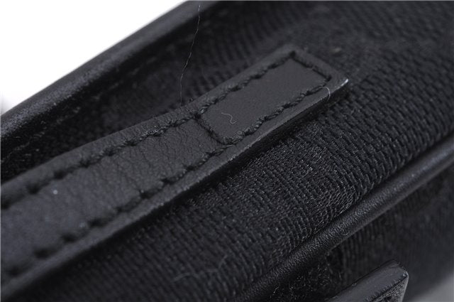 Authentic GUCCI Vintage Hand Pouch Purse GG Canvas Leather Black 3876E