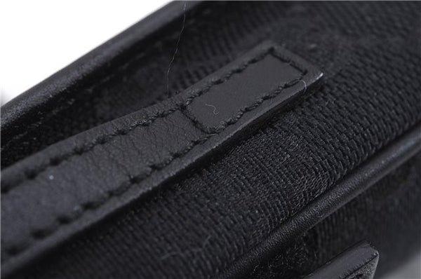 Authentic GUCCI Vintage Hand Pouch Purse GG Canvas Leather Black 3876E