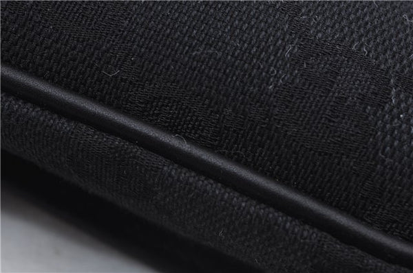 Authentic GUCCI Vintage Hand Pouch Purse GG Canvas Leather Black 3876E