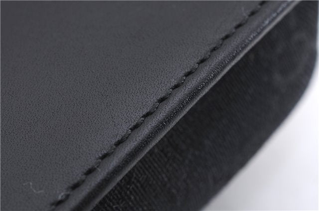 Authentic GUCCI Vintage Hand Pouch Purse GG Canvas Leather Black 3876E