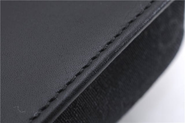 Authentic GUCCI Vintage Hand Pouch Purse GG Canvas Leather Black 3876E