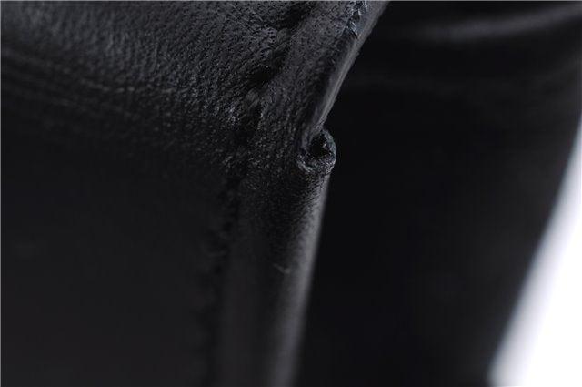 Authentic GUCCI Vintage Hand Pouch Purse GG Canvas Leather Black 3876E