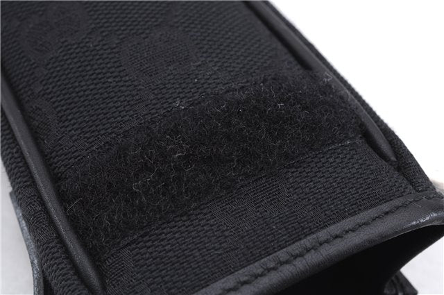 Authentic GUCCI Vintage Hand Pouch Purse GG Canvas Leather Black 3876E