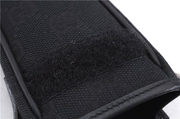 Authentic GUCCI Vintage Hand Pouch Purse GG Canvas Leather Black 3876E