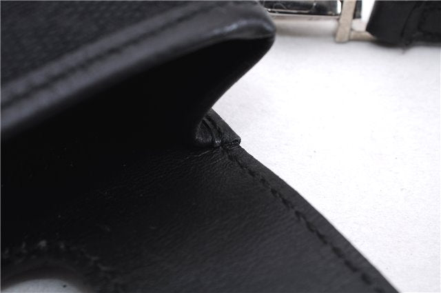 Authentic GUCCI Vintage Hand Pouch Purse GG Canvas Leather Black 3876E