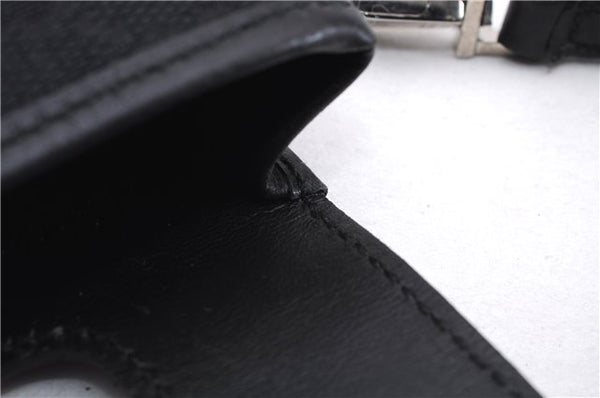 Authentic GUCCI Vintage Hand Pouch Purse GG Canvas Leather Black 3876E