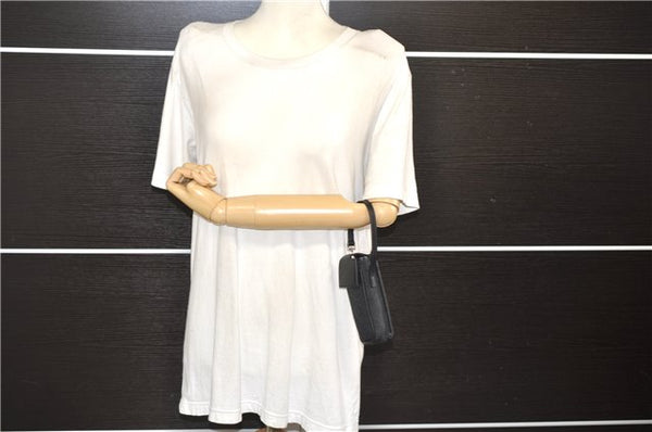 Authentic GUCCI Vintage Hand Pouch Purse GG Canvas Leather Black 3876E