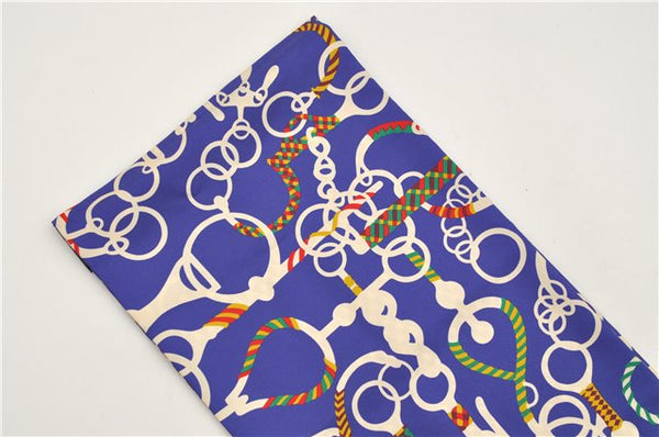 Authentic HERMES Maxi Twilly Scarf "MORS ET TRESSE" Silk Blue Purple 3877E