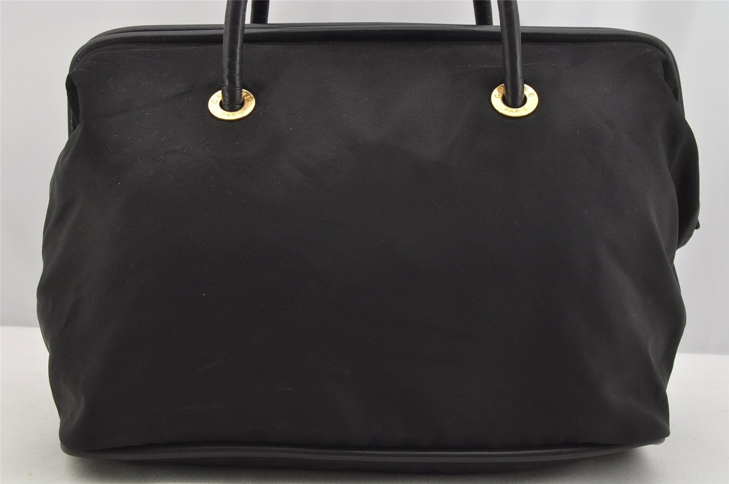 Authentic CELINE Vintage Shoulder Hand Tote Bag Nylon Leather Black 3878I