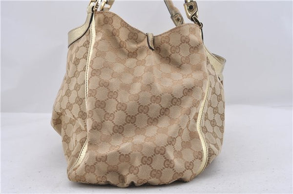 Auth GUCCI Abbey Shoulder Tote Bag GG Canvas Leather 189835 Beige Gold 3882D