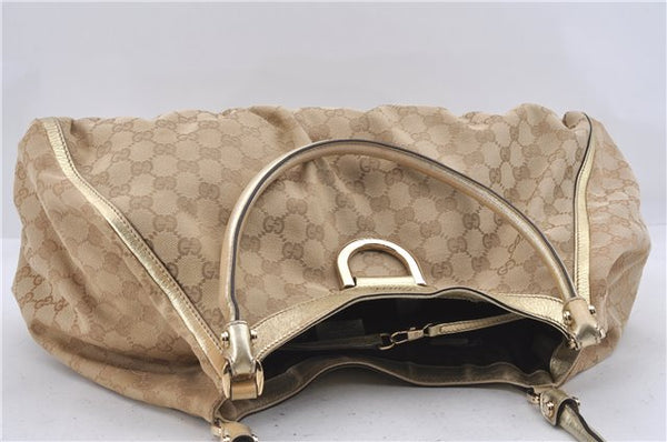 Auth GUCCI Abbey Shoulder Tote Bag GG Canvas Leather 189835 Beige Gold 3882D