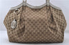 Aut GUCCI Sukey Shoulder Tote Bag GG Canvas Leather 211943 Brown White 3884D