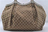 Aut GUCCI Sukey Shoulder Tote Bag GG Canvas Leather 211943 Brown White 3884D