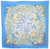 Authentic HERMES Carre 90 Scarf "LA PRAIRIE" Silk Blue 3884E