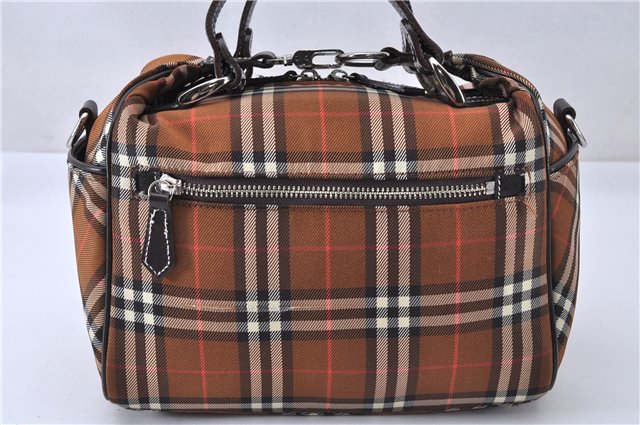 Authentic BURBERRY BLUE LABEL 2Way Check Hand Shoulder Bag Nylon Brown 3886F