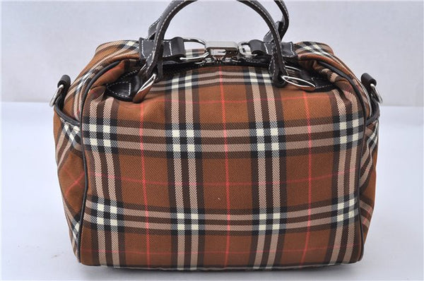 Authentic BURBERRY BLUE LABEL 2Way Check Hand Shoulder Bag Nylon Brown 3886F