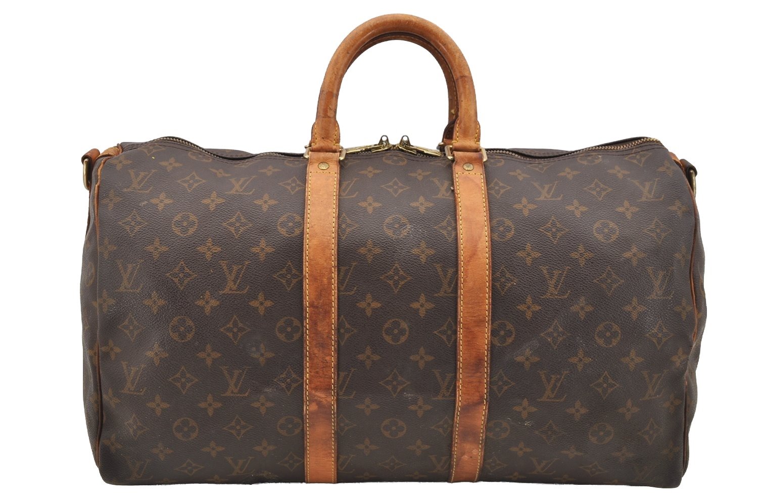 Authentic Louis Vuitton Monogram Keepall Bandouliere 45 M41418 Boston Bag 3888I