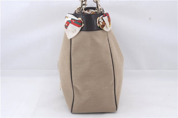 Authentic GUCCI Guccissima Canvas Leather Shoulder Tote Bag 285586 Beige 3889D