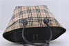 Authentic BURBERRY BLUE LABEL Check Shoulder Tote Bag Nylon Leather Beige 3891D