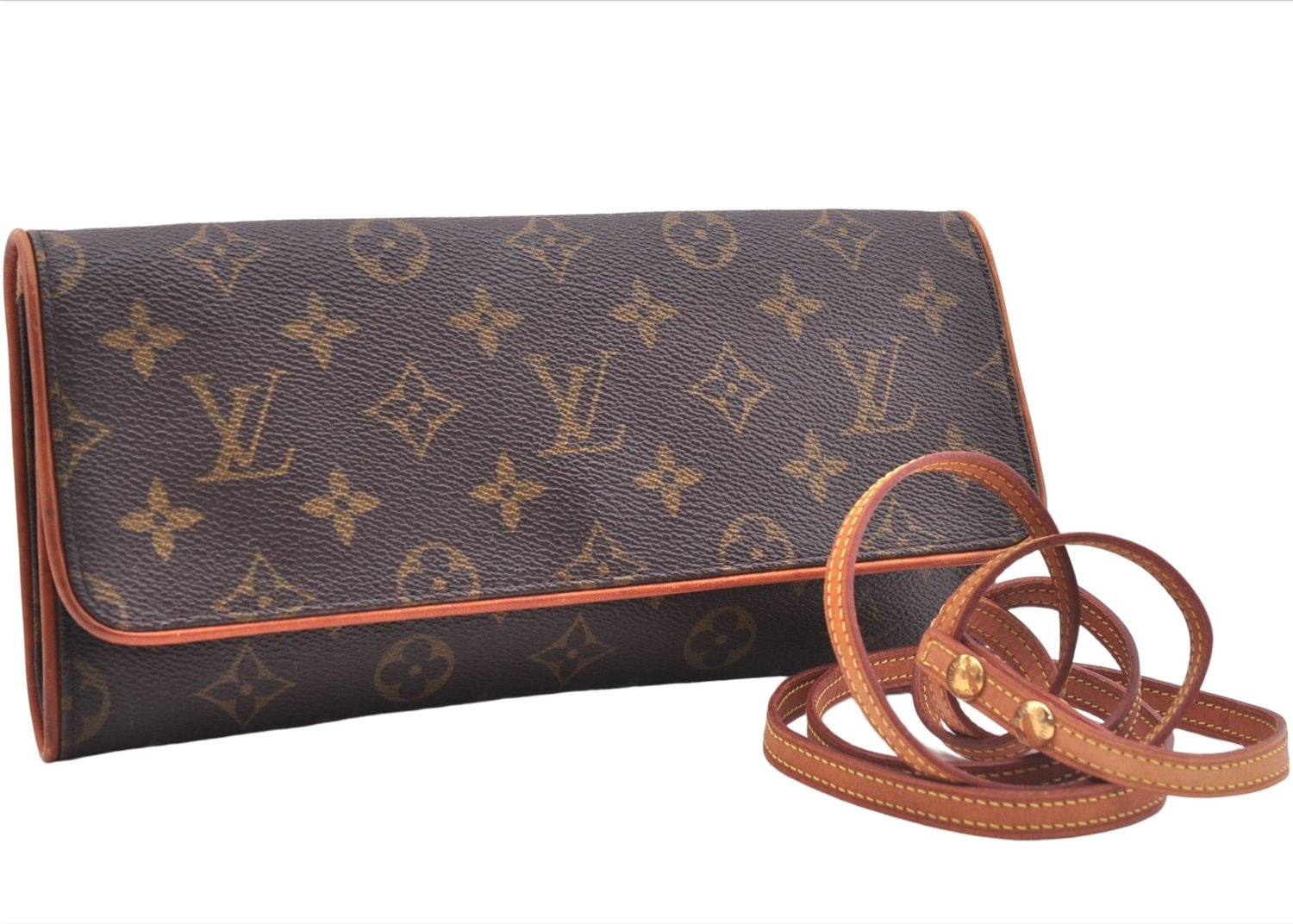 Authentic Louis Vuitton Monogram Pochette Twin GM Shoulder Bag M51852 LV 3891E