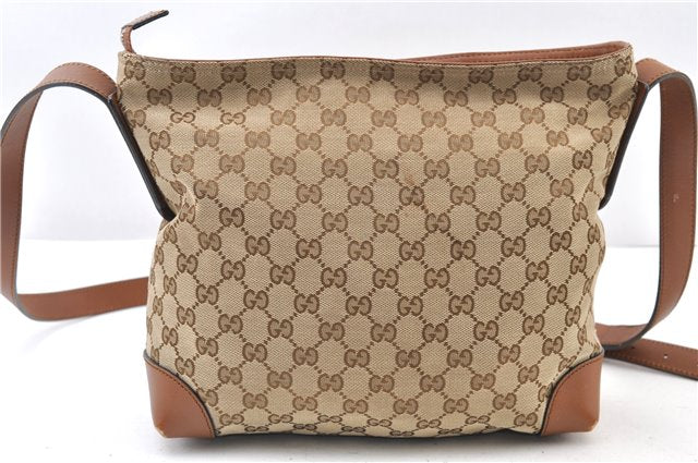 Auth GUCCI Web Sherry Line Shoulder Bag GG Canvas Leather 337598 Brown 3892F