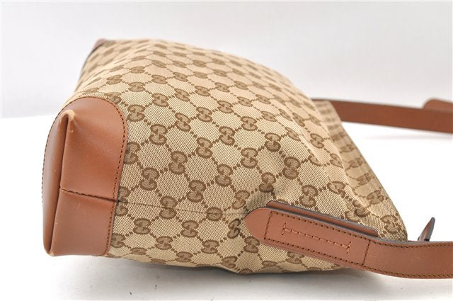 Auth GUCCI Web Sherry Line Shoulder Bag GG Canvas Leather 337598 Brown 3892F